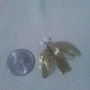 Gold wire filigree Moth with one Crystel for head